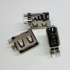 Разъем USB 2.0 тип A розетка на плату короткая монтаж вертикальный