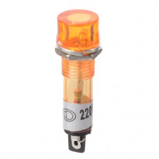 Лампа індикаторна XD10-3 220VAC у пластиковому корпусі з виводами жовта