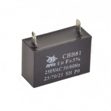 Конденсатор пусковий CBB61 4 uF 400/450V +/-5% 50/60Hz -25...+85°C клеми