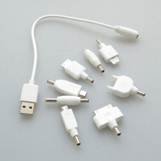 Набор переходников кабель USB + 8 адаптеров (LG, Samsung, Apple, Sony Ericsson, PSP, Micro USB, Mini USB, 2mm разъем для Nokia)