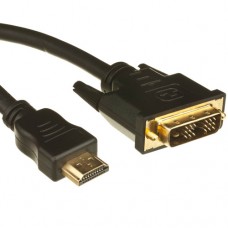 Шнур аудіо-відео HDMI-DVI 18+1pin (штекер-штекер) GOLD фільтр O.D.7.3mm, чорний, 1.0m