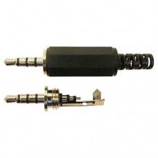 Штекер Jack стерео 3.5mm, 4 контакта в пластиковом корпусе на кабель GOLD