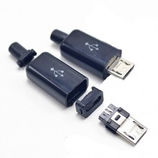 Роз'єм micro USB-M вилка на кабель + чорний/білий корпус 5pin, 500mA
