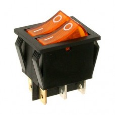 Переключатель IRS-2101-1А двухклавишный желтый с подсветкой, 2(ON-OFF), 6 pin 15A 220V