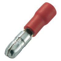 Клема кругла діаметр 4mm, червона ізоляція, MPD1.25-156 вилка на провід 22-16 AWG/0.5-1.5mm, 15A