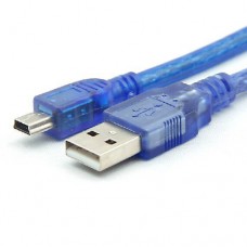 Кабель USB 2.0 A - mini-USB 2.0 B 5pin экранированный 2.0m синий прозрачный