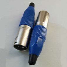 Професійний 3-контактний XLR-роз'єм (вилка) для мікрофону синя гайка