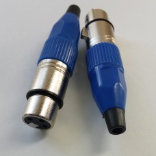 Разъем XLR (гнездо) 3pin, для микрофона на кабель синяя гайка