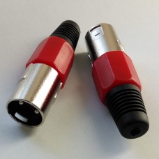 Професійний 3-контактний XLR-роз'єм (вилка) для мікрофону червона гайка