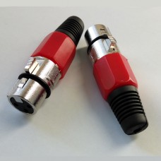 Разъем XLR (гнездо) 3pin, для микрофона на кабель красная гайка