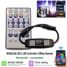 Контролер RGB Bluetooth 5-24VDC для адресної стрічки RGB SK6812 WS2812 до 960 пікселів з мікрофоном та пультом