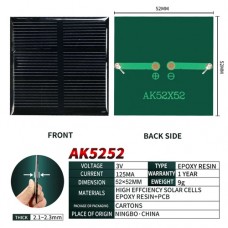 Сонячний модуль AK52x52 3V 125mA 0.375W полікристалічний кремній