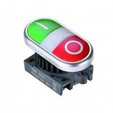Кнопка нажатия двухклавишная S2TR-P3W красно-зеленая с подсветкой I/O