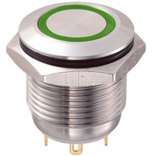 Перемикач кнопковий GQ16F-10E/J/G OFF-(ON) SPST-NO 4 pin 12VDC IP67 антивандальний
