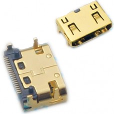 Разъем mini HDMI розетка на плату 90° 19pin Gold