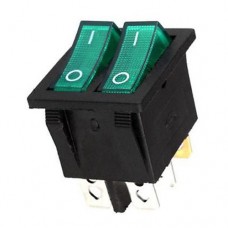 Перемикач IRS-2101-1А зелений двоклавішний 2(ON-OFF), 6 pin 15A 220V