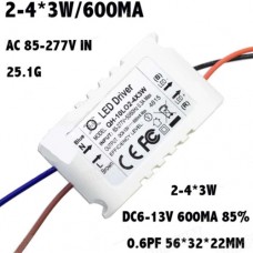 Драйвер LED на 3-4x3W Input: AC 85-277V 50/60Hz Output: DC9-14V 650mA +/-5%
