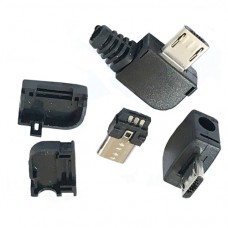 Micro USB-M вилка на кабель угловая + корпус черный 5pin, 500mA