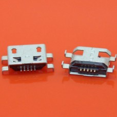 Micro USB-F розетка на плату тип B 5pin 4 ножки 0.8mm SMT угловой монтаж плоский вход