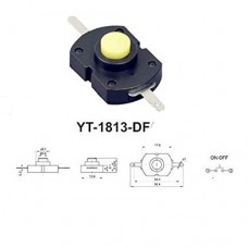 Переключатель YT-1813-DF кнопочный для фонарика, ON-OFF 2 pin 250VAC 1.5A