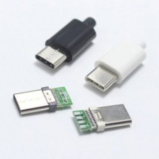 Роз'єм USB 3.1 Type-C 10pin вилка на кабель + чорний/білий корпус
