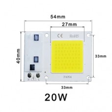 Світлодіодна матриця COB LED вбудований драйвер 20W білий 5700-6000K 110-220VAC 180°