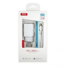 Зарядний пристрій XO L35D 2xUSB 5V-2.1A + кабель Lightning IPhone white