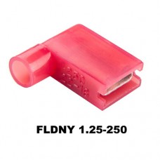 Клема ножова (розетка) 0.8x6.35 мм ізоляція червона FLDNY1.25-250  провід 22-18 AWG/0.5-1.5mm латунь 10A під кутом