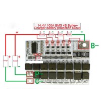 Модуль заряда BMS для 4-x Li-ion аккумуляторов 18650 16.8V ток разрядки 100A