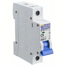 АСКО ВА-2017-1/5 C5 автоматичний вимикач 5A 230/400VAC 1 полюс тип C 6kA малогабаритний